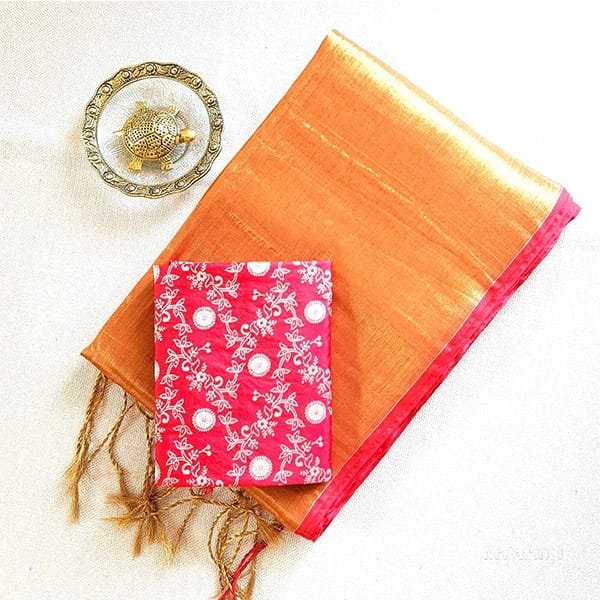 Saree 01 Golden Pure Handloom Tissue Silk Saree