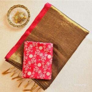 Golden Brown Pure Handloom Tissue Silk Saree