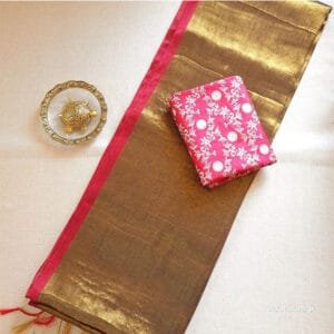 Golden Brown Pure Handloom Tissue Silk Saree