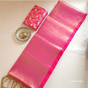 Pink Pure Handloom Tissue Silk Saree - 1000280