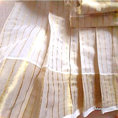 Saree4 Golden Tissue Striped Dhavani – 1000172