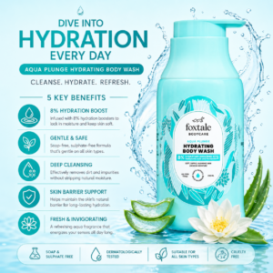 foxtale aqua plunge hydrating body wash 250ml – moisturizes & refreshes skin