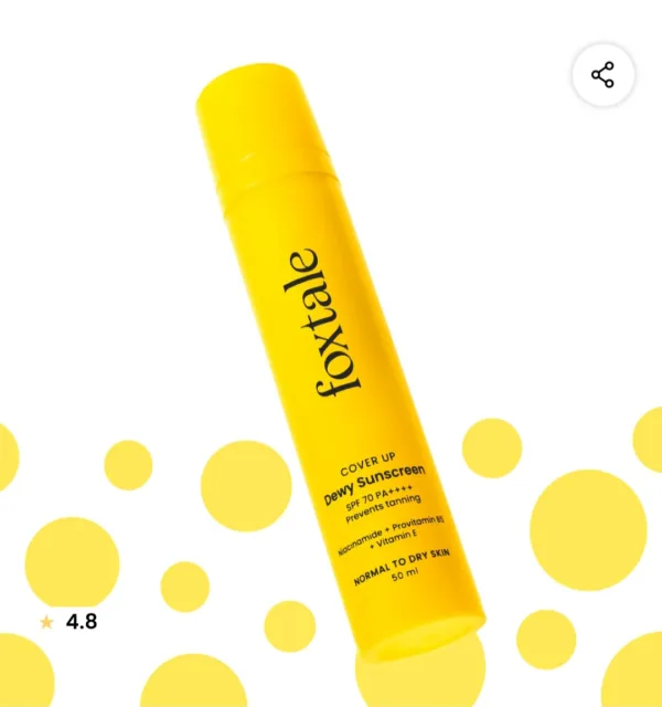foxtale dewy sunscreen spf70 water rasistant 50ml
