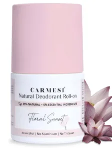 carmesi natural deodorant roll on 50ml floral sunset