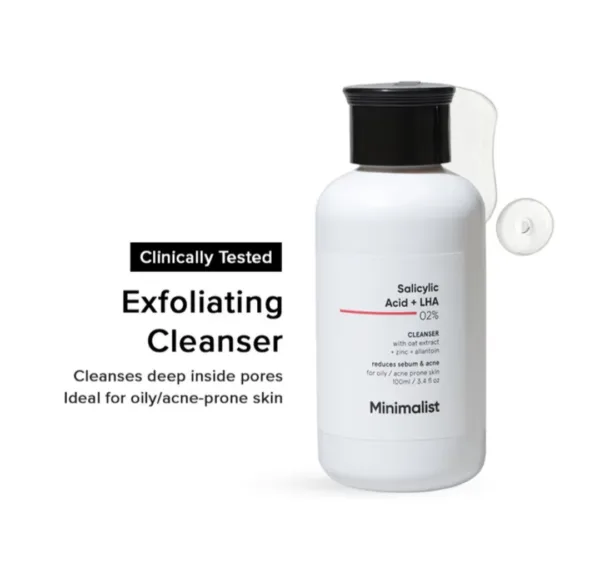 minimalist salicylic acid + lha 02% cleanser 100ml