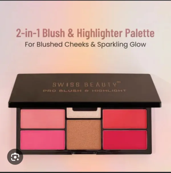 swiss beauty pro blush & highlight 8 blush and highlight powder in palette 18g