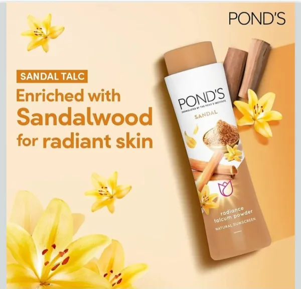 pond's sandal radiance talcum powder natural sunscreen 50g