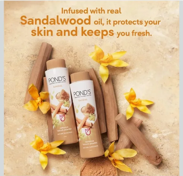 pond's sandal radiance talcum powder natural sunscreen 50g