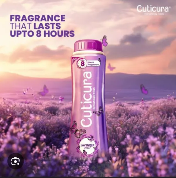 cuticura lavendar mist talcum powder with sunscreen 100g