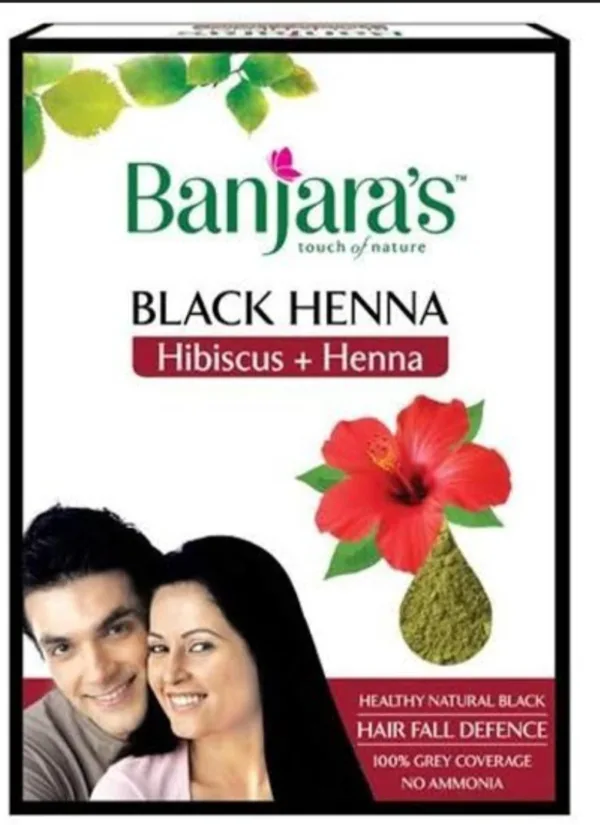 banjaras black henna hibiscus + henna natural black 50g
