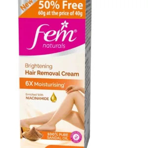 fem natural brightening hair removal cream enriched with niacinamide for dry skin 40g