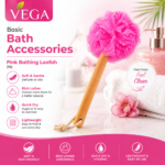 👉 vega basic bath accessories pink bathing loofah (1n)