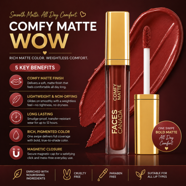 facescanada comfy matte hydrating lipstick 3.8ml