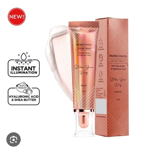 facescanada strobe cream with shea butter & hyaluronic acid peach 30ml