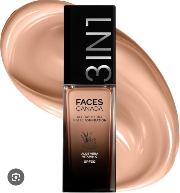 facescanada 3in1 all day hydra matte foundation 021 warm natural 30ml