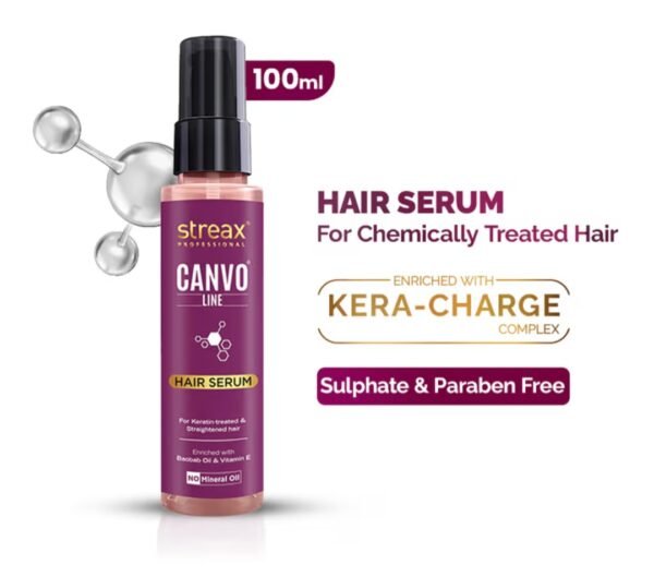 streax professional canvo line hair serum for keratin treated straightened hair 100ml