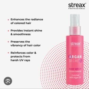 streax argan secrets hair serum for colour treated hair 100ml