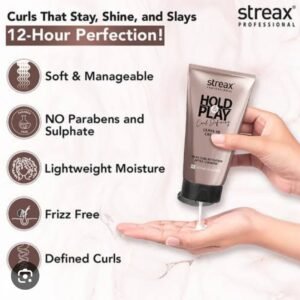 streax professional hold play curl defining leave in cream 150g