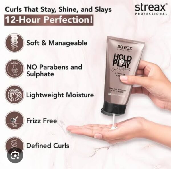 streax professional hold play curl defining leave in cream 150g