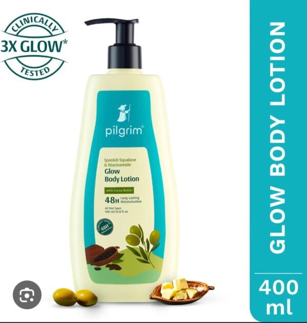 pilgrim spanish squalane& niacinamide glow body lotion with cocoa butter 400ml pilgrim spanish squalane& niacinamide glow body lotion with cocoa butter 400ml