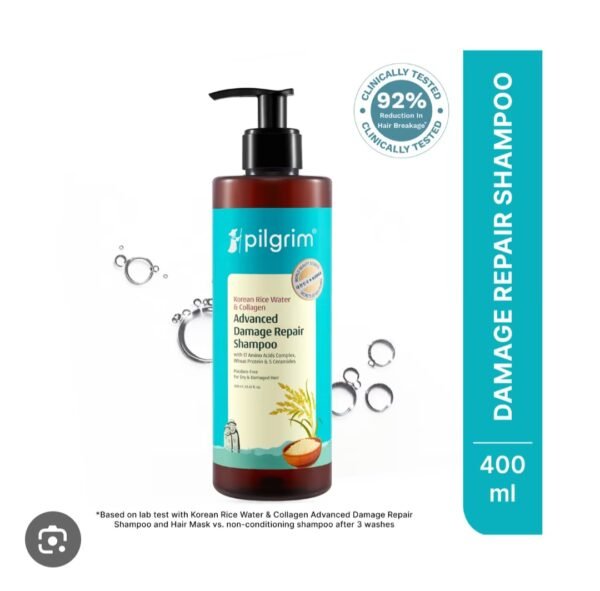 pilgrim korean rice water& collagen advanced damage repair shampoo 400ml pilgrim korean rice water& collagen advanced damage repair shampoo 400ml