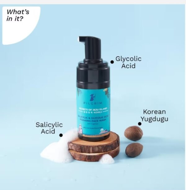 pilgrim secrets of jeju island salicyclic & glycolic acid foaming face wash 120ml