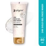 pilgrim 24k gold gel face wash with 3% lactic acid and korean white lotus all skin type 80ml