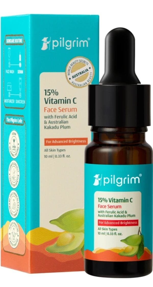 pilgrim 15% vitamin c face serum with ferulic acid& australian kakadu plum for advanced brighteness 30ml