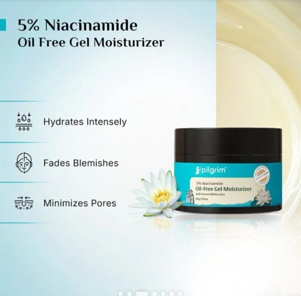 pilgrim 5% niacinamide oil free gel moisturizer with korean white lotus 50g
