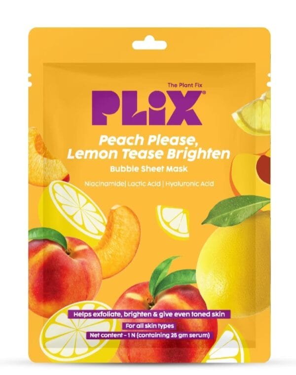 plix peach please lemon tease brighten bubble sheet mask 1n 25g